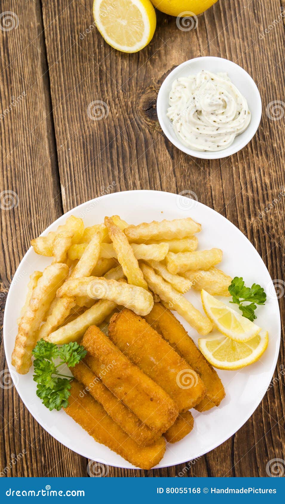 Fisch Sticks (closeup Shot) on an Old Wooden Table Stock Photo Image