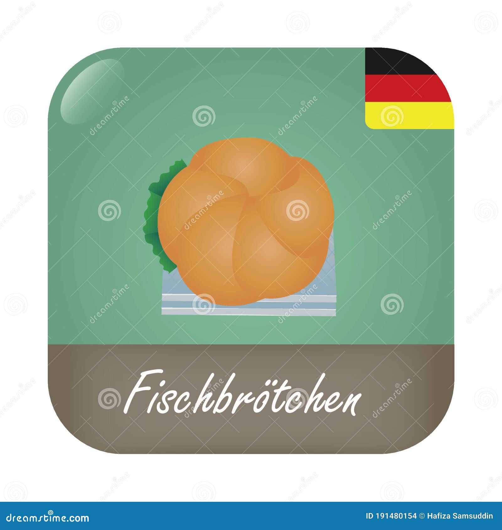 fischbrotchen with german flag badge icon..   decorative 