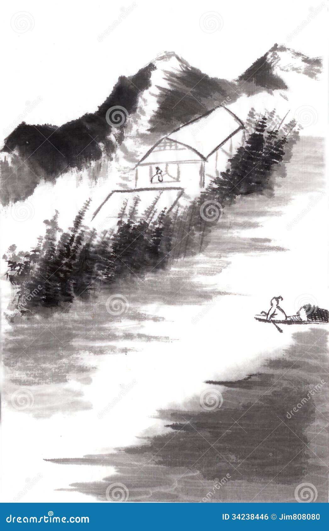 Fischen Der Chinesischen Malerei Gelesen Stock Abbildung Illustration Von Gelesen Fischen