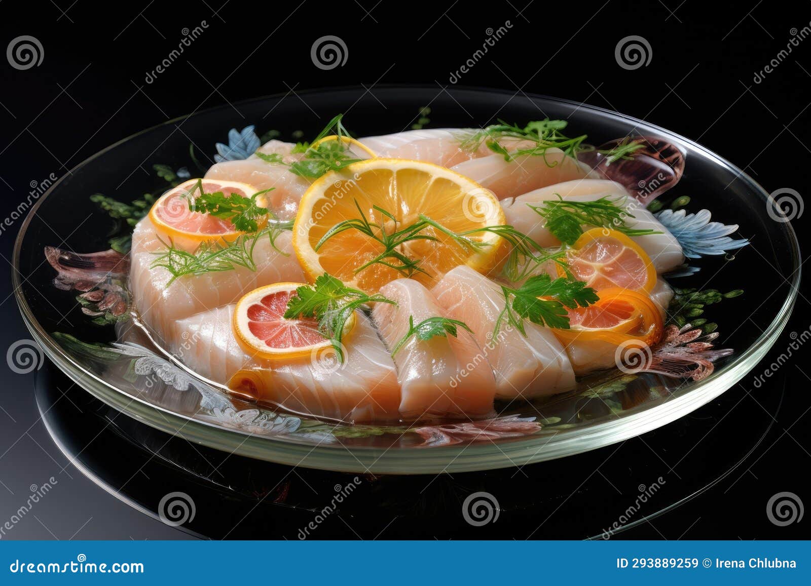 Fish in Aspic with. Fish in Jelly. Fish with Gelatin Stock Illustration
