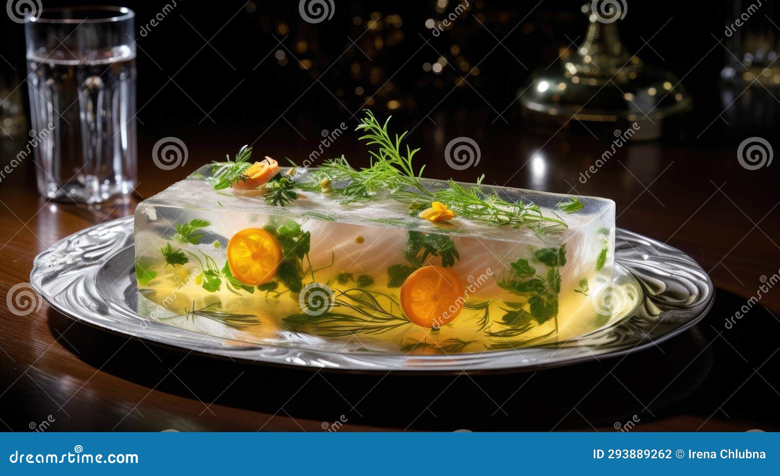 Fish in Aspic with. Fish in Jelly. Fish with Gelatin Stock Illustration