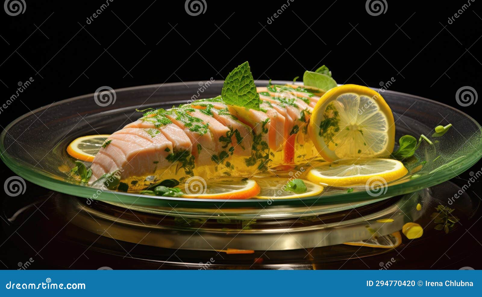 Fish in Aspic with. Fish in Jelly. Fish with Gelatin Stock Illustration