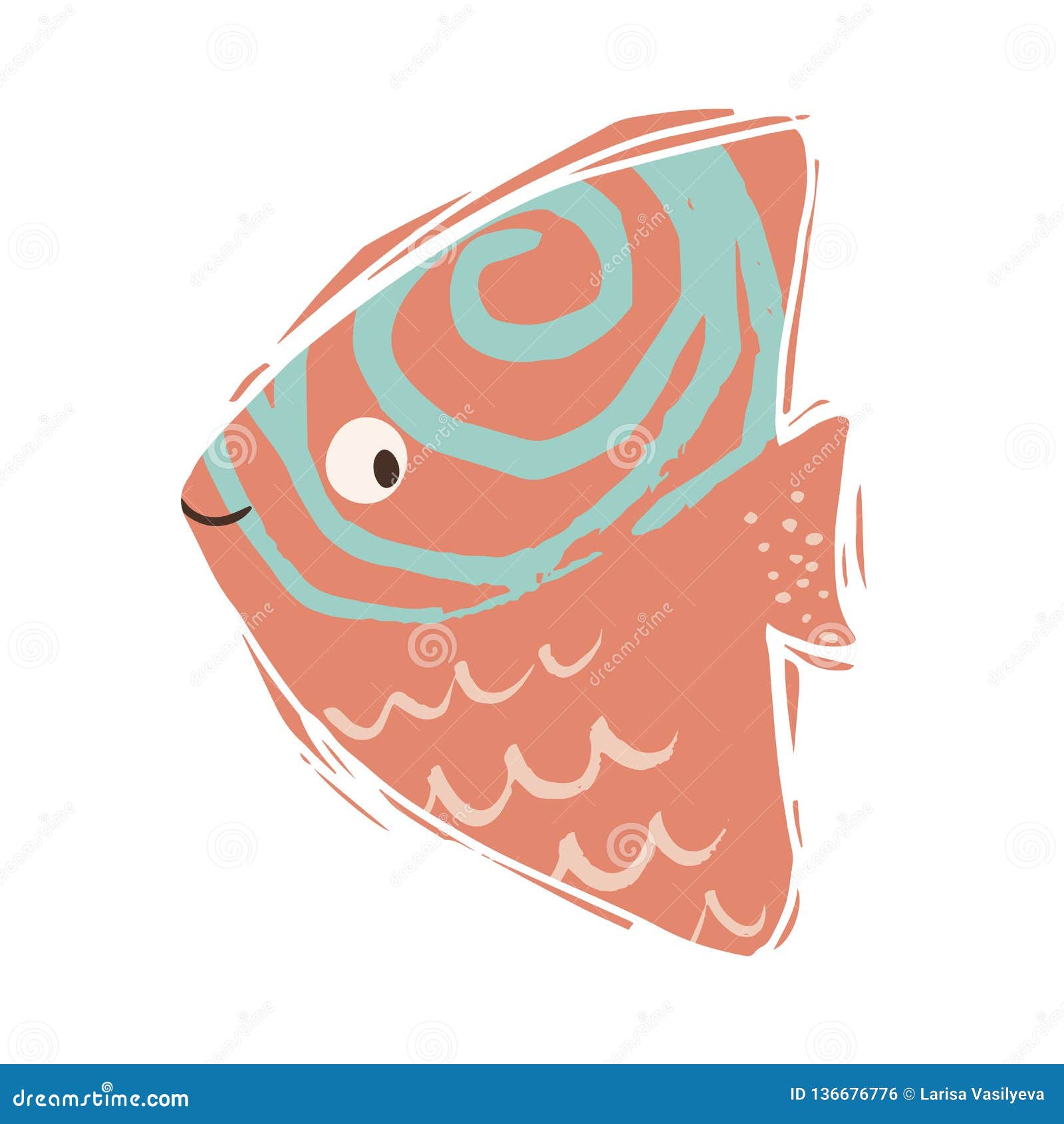 Fish Baby Cute Print. Sweet Sea Animal. Stock Vector ...