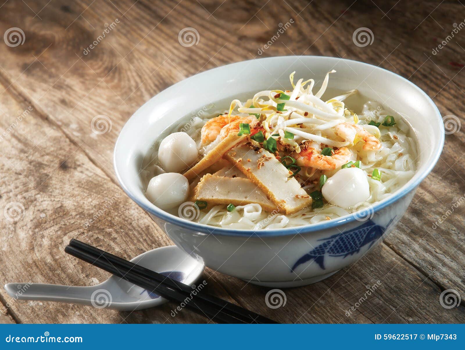 Fish ball noodle soup stock image. Image of closeup 