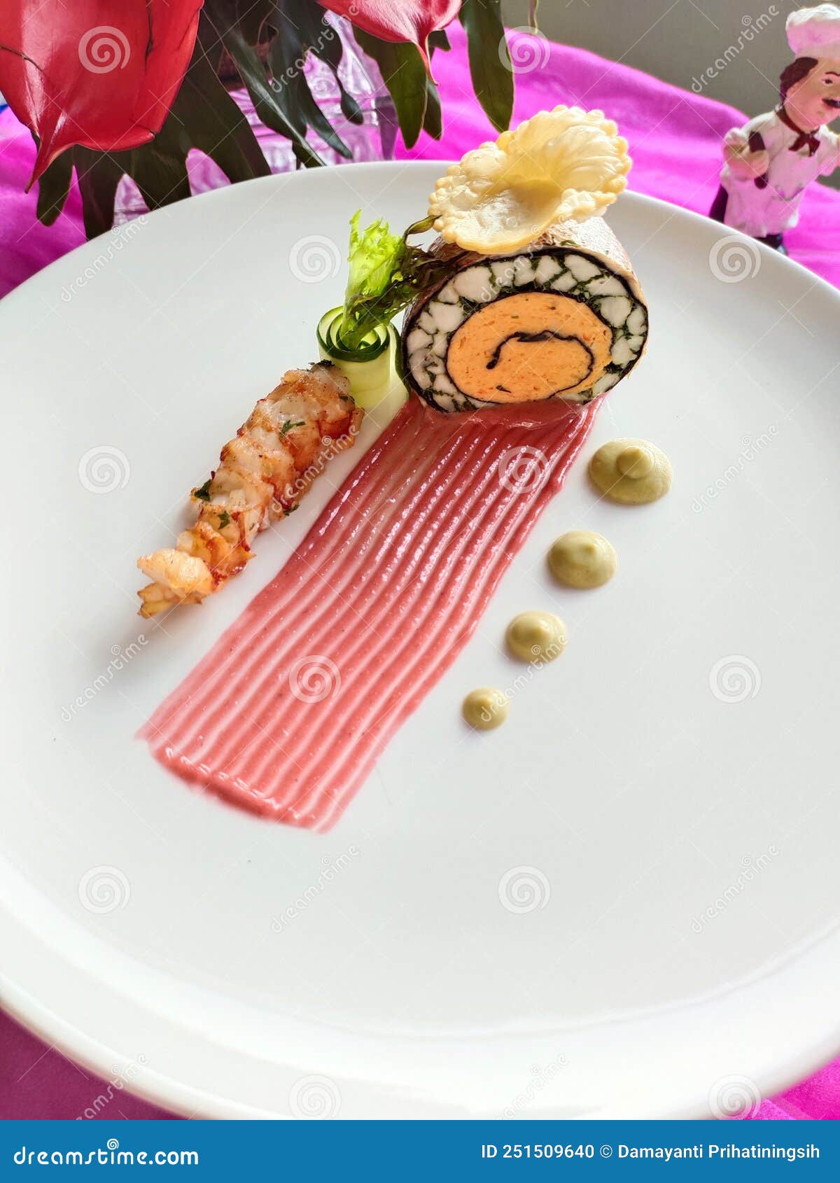 A Fishbased Continental Main Dish Served Rolled Up Stock Photo Image