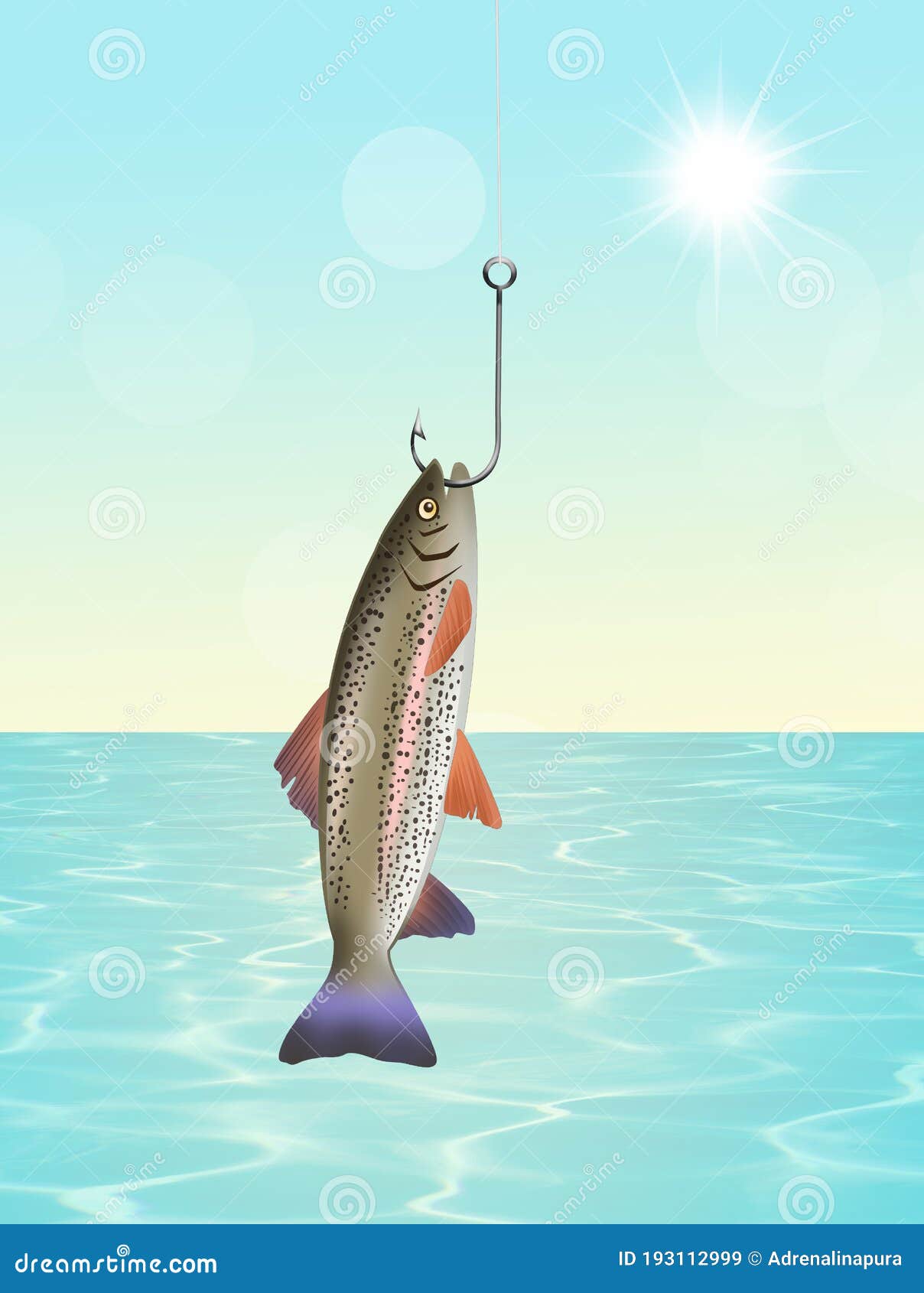 Fish that Bites on the Hook Stock Illustration - Illustration of