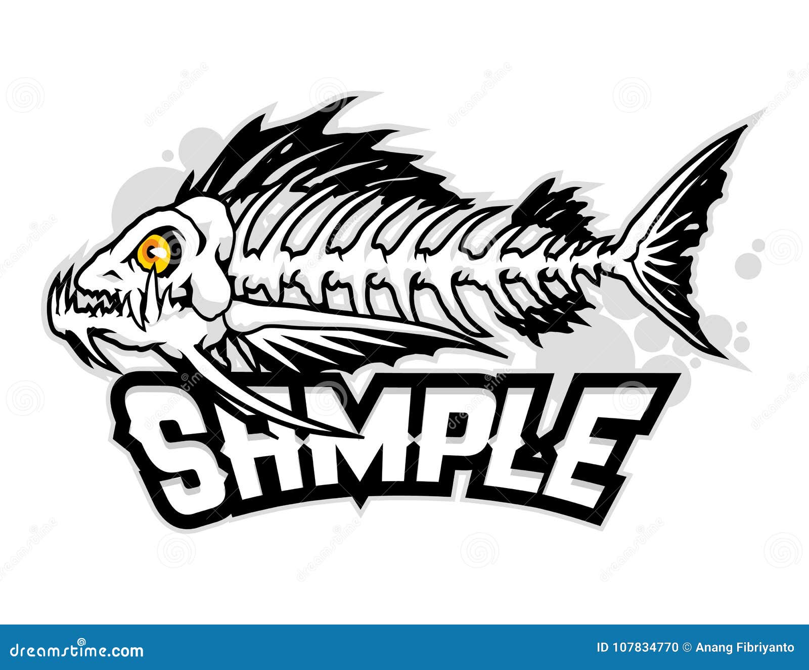 Fish Bone Cartoon Mascot In Illustration Stock Vector