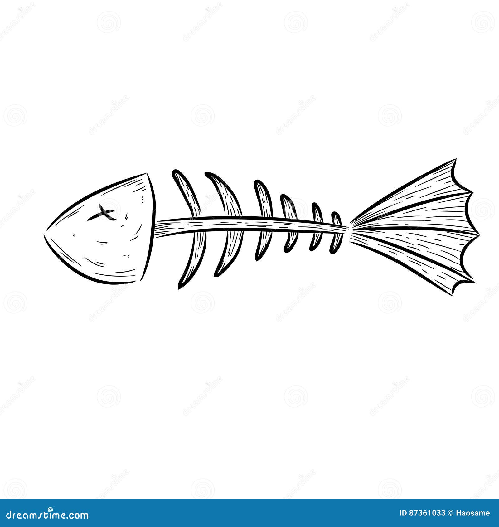 Fish bone, fish skeleton stock vector. Illustration of draw - 87361033