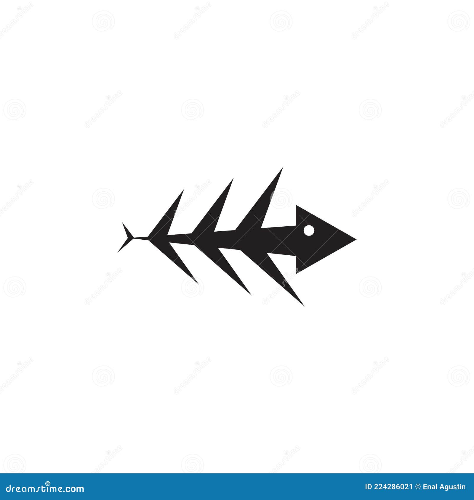 Fish Bone Icon Logo Design Template Stock Vector Illustration of food, black 224286021