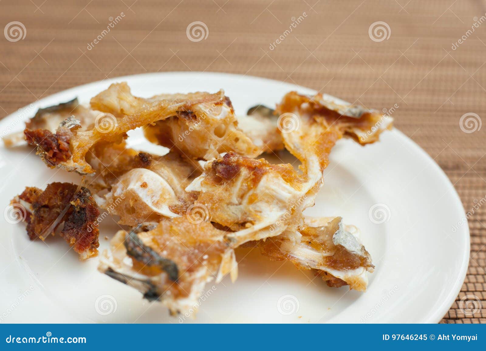 Fish bones on a plate stock image. Image of fish, ocean 97646245