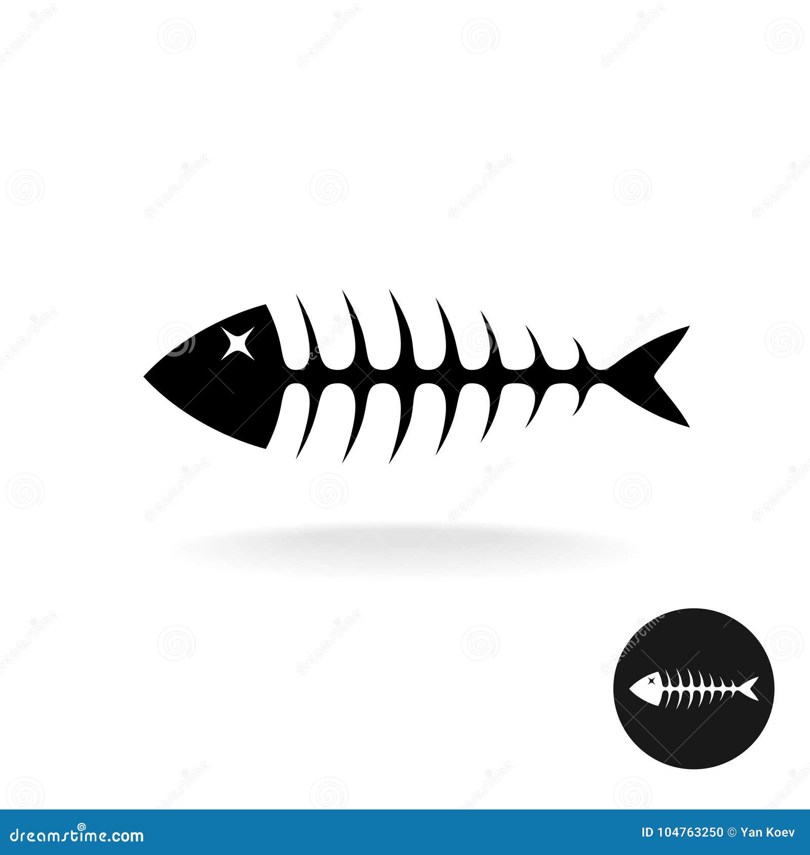 Fish Bones Simple Black Flat Silhouette Logo Stock Vector - Illustration of  fish, fishbone: 104763250