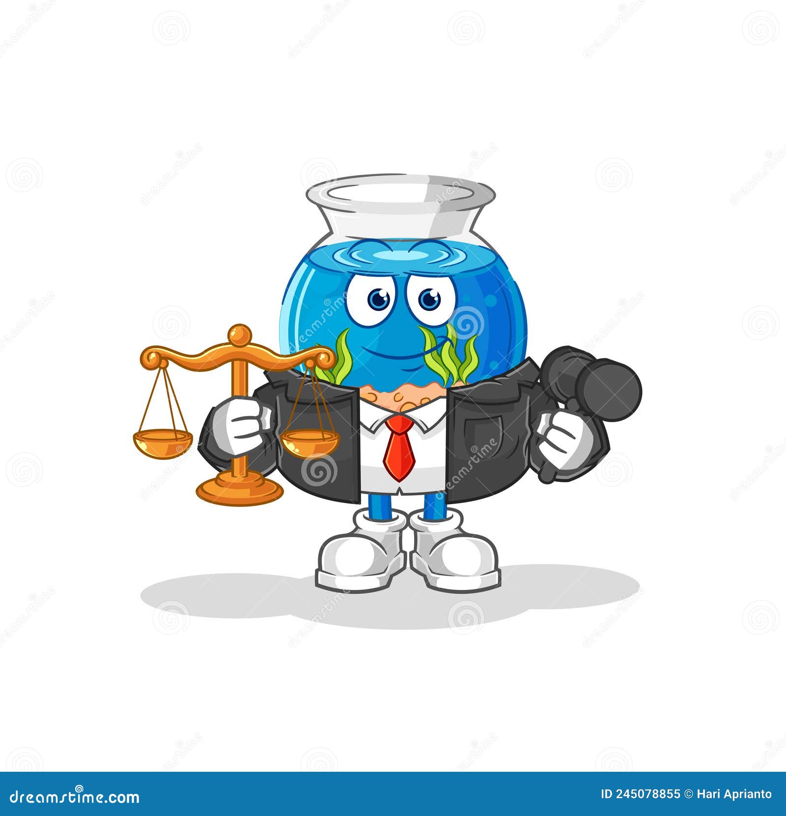 Fish Bowl Lawyer Cartoon. Cartoon Mascot Vector Stock Vector