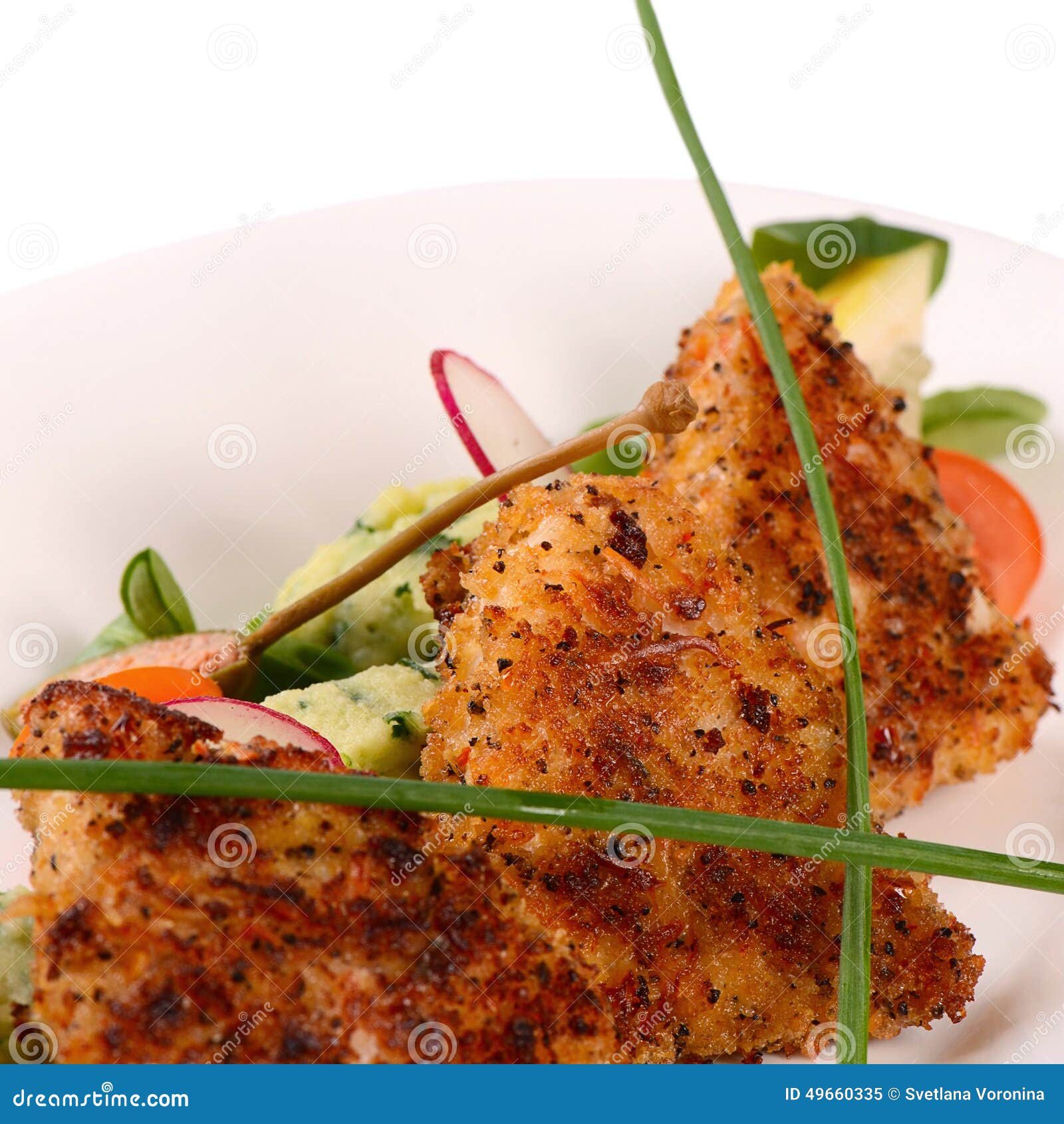 Fish in Breadcrumbs with Mashed Potatoes Stock Image Image of puree