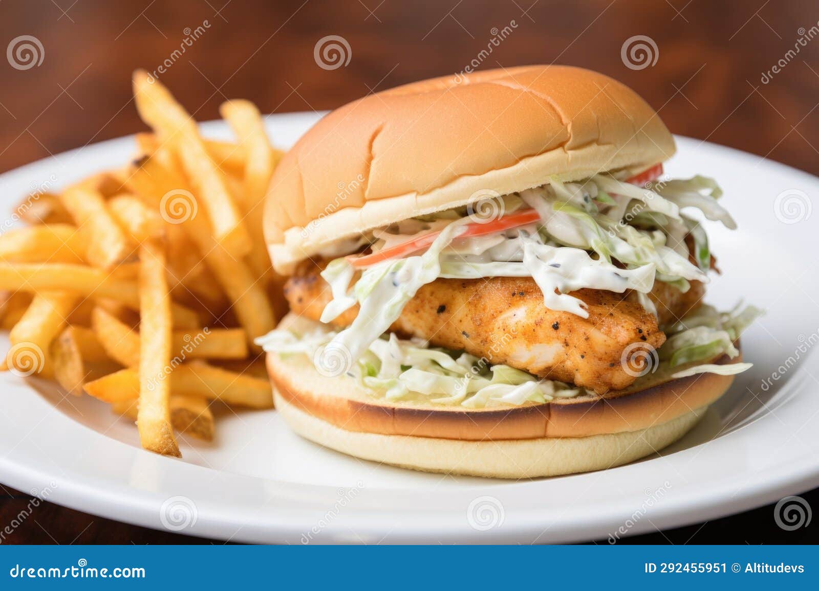 Fish Burger with Tartar Sauce and Slaw Stock Image Image of delicious