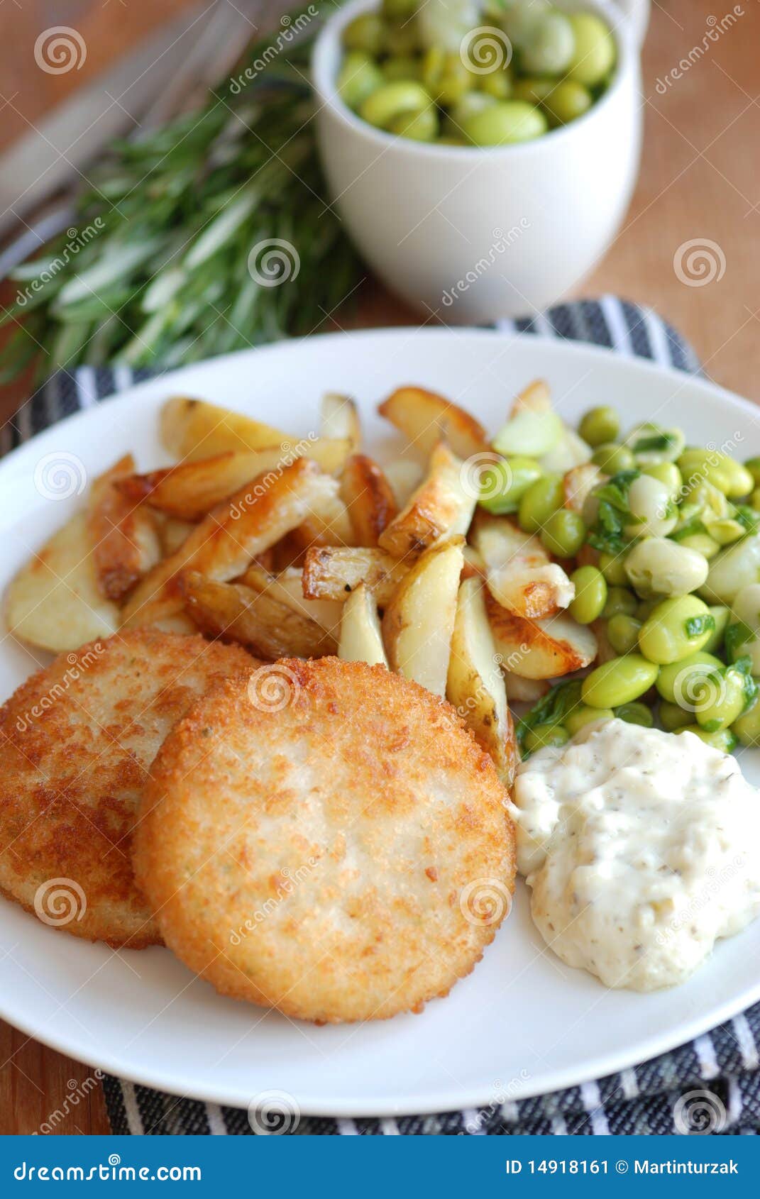 Fish cakes with chips stock image. Image of dish, dining 14918161