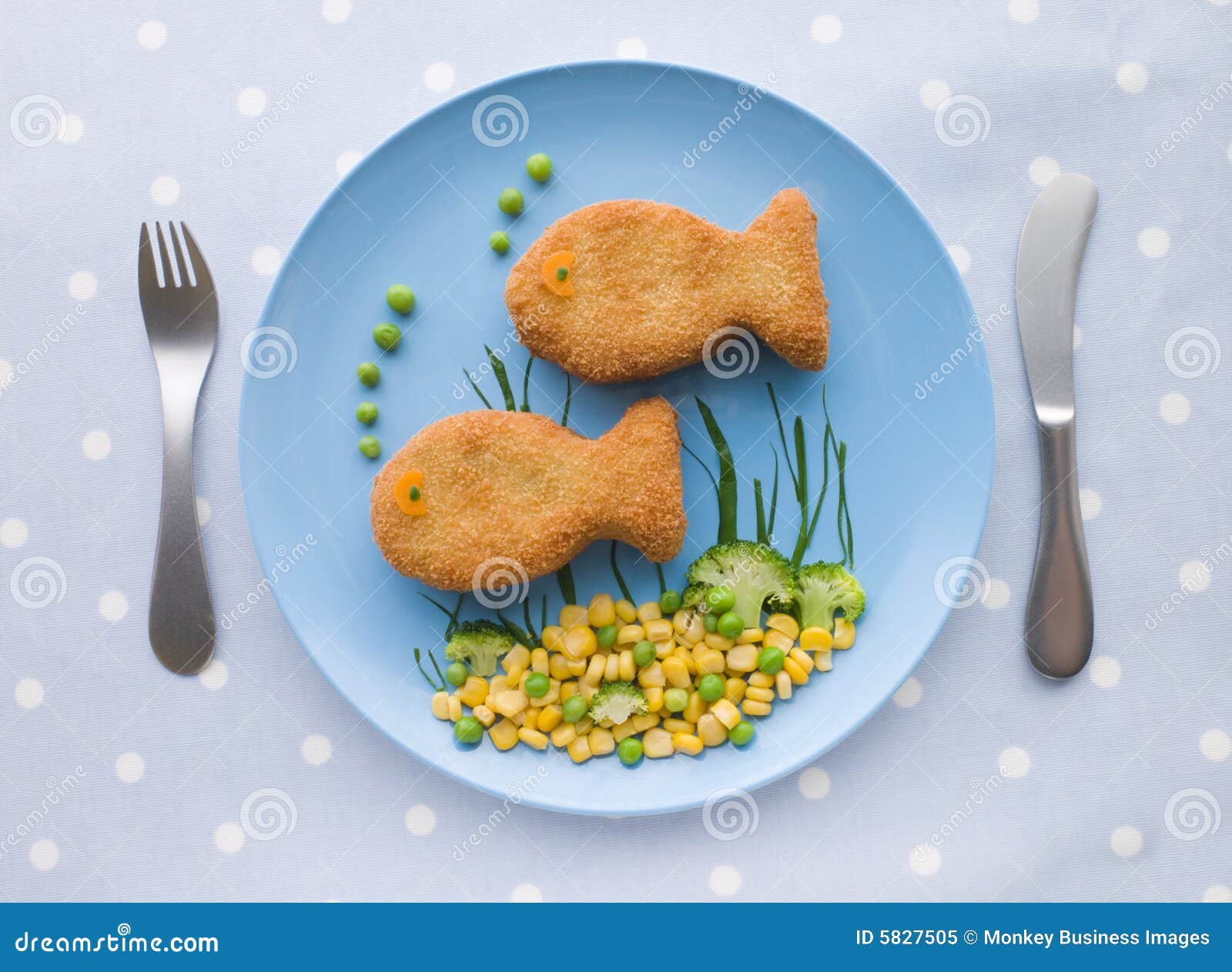 Fish Cakes With Spaghetti Hoops And Chips RoyaltyFree Stock