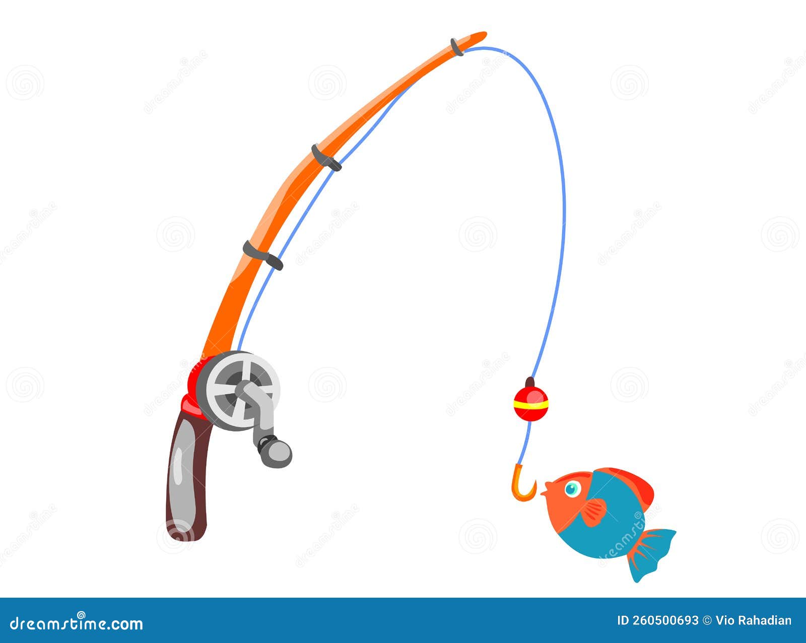 Fishing Rod Cartoon Isolated on White Stock Image - Image of