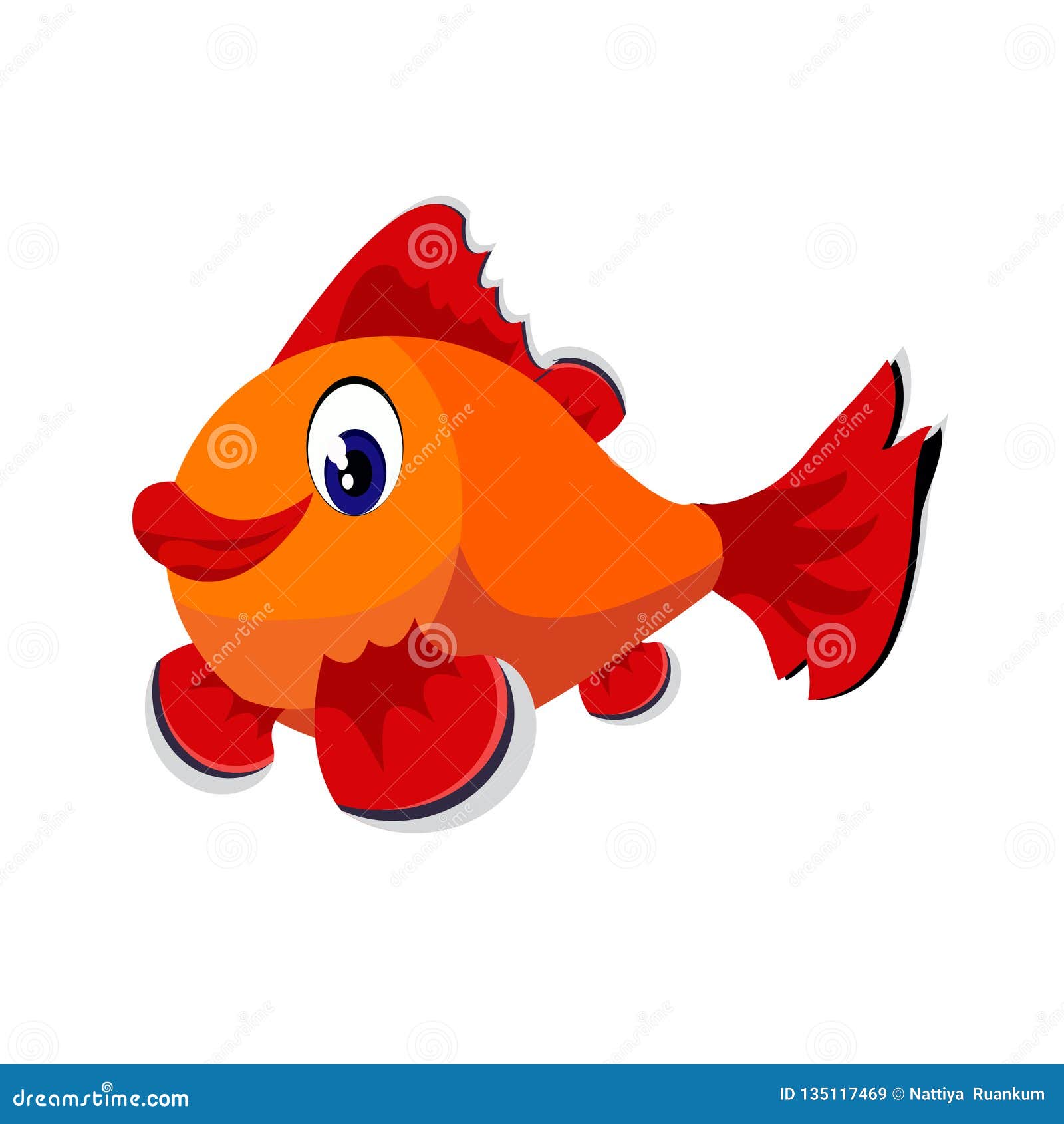 Fish Cartoon or Fish Clipart Cartoon Isolated on White Background Stock