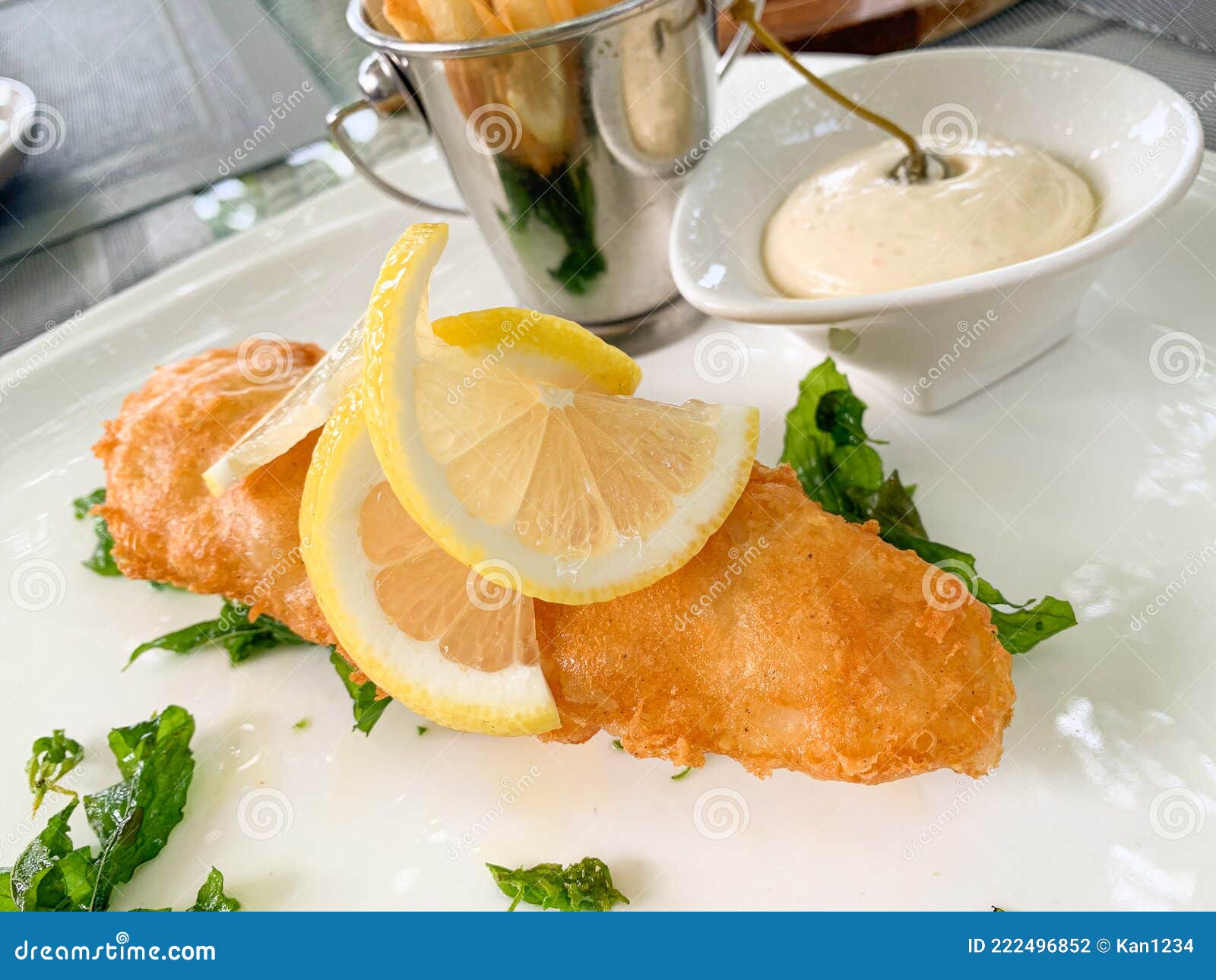 Fish and Chip with Tartar Sauce Deep Fried Battered Fish with French
