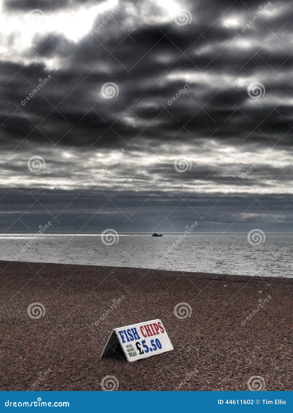Fish and Chips on Brighton Beach Stock Photo Image of sign, fish