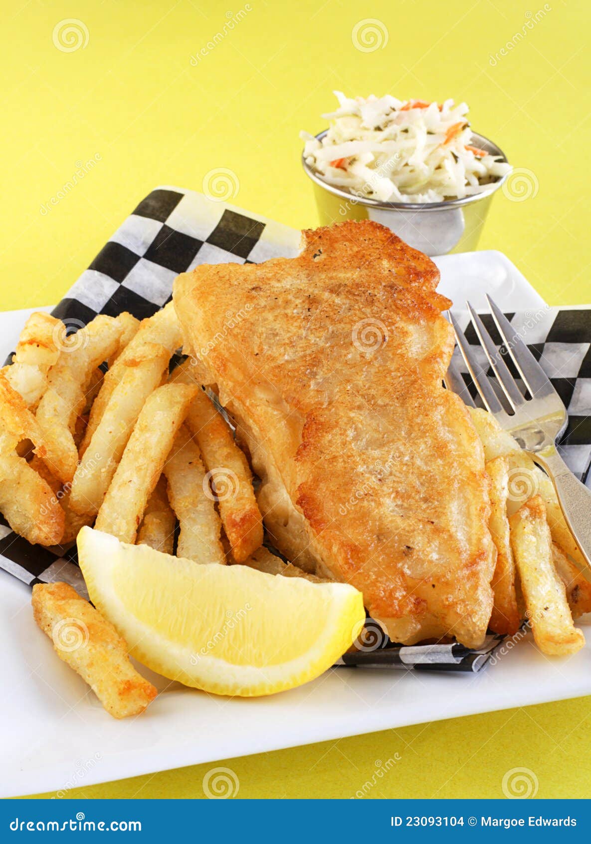 Fish and chips platter stock photo. Image of fries, fork 23093104