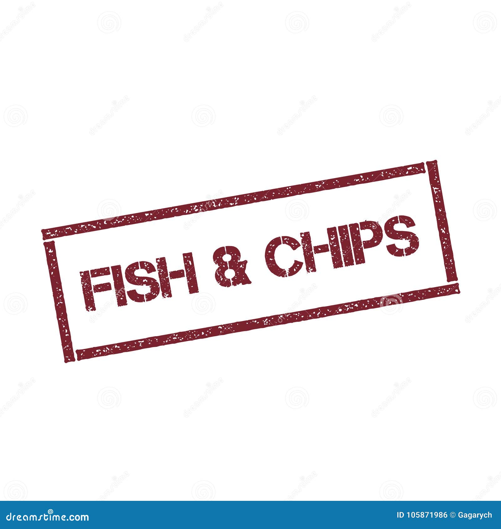 Fish & Chips Rectangular Stamp. Stock Vector Illustration of seafood