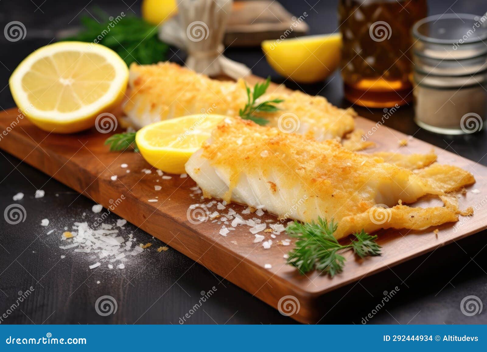 Fish and Chips with Salt and Vinegar Stock Photo Image of seafood