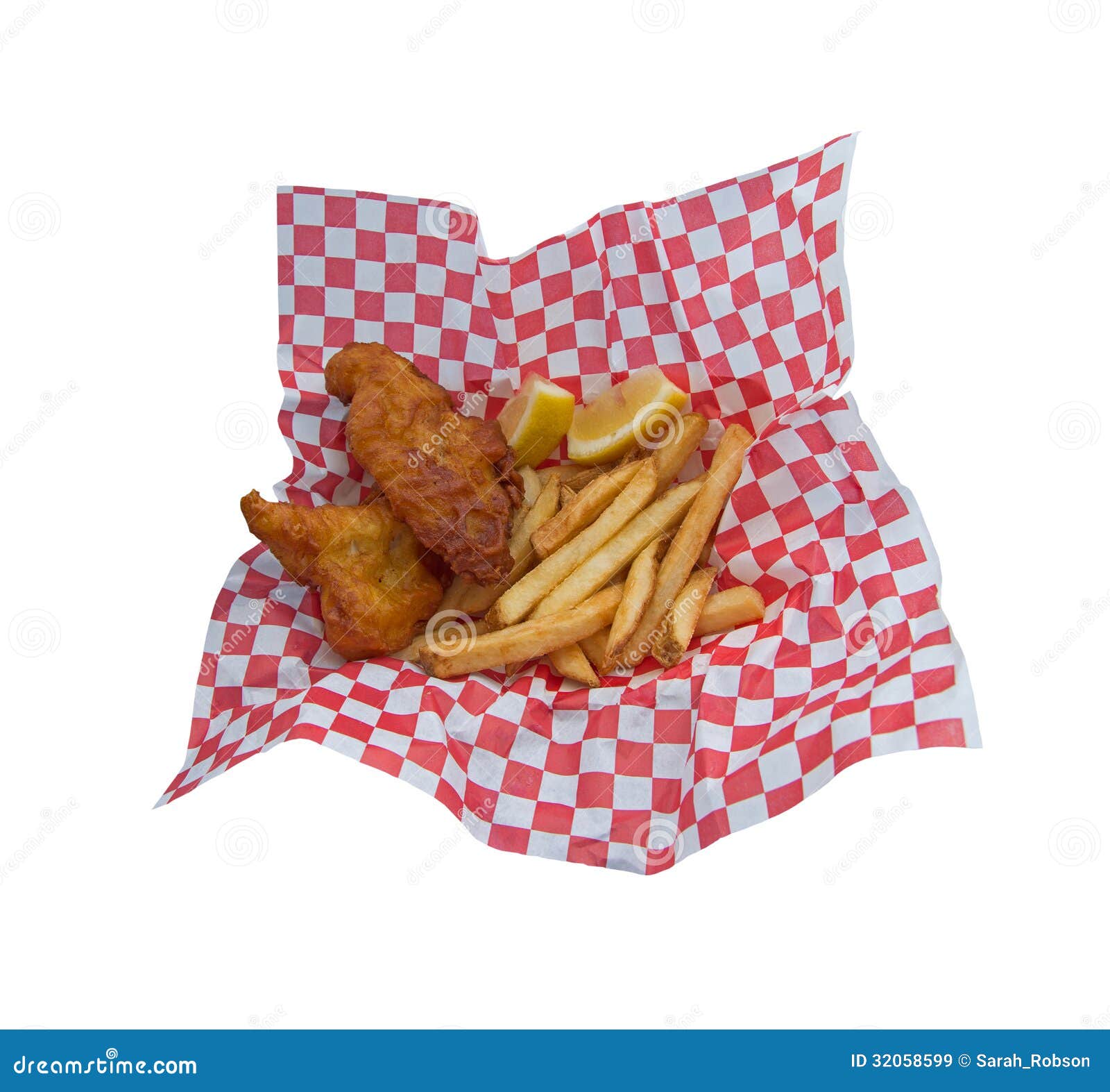 Fish and Chips Snack. Isolated. Stock Image Image of paper, snack