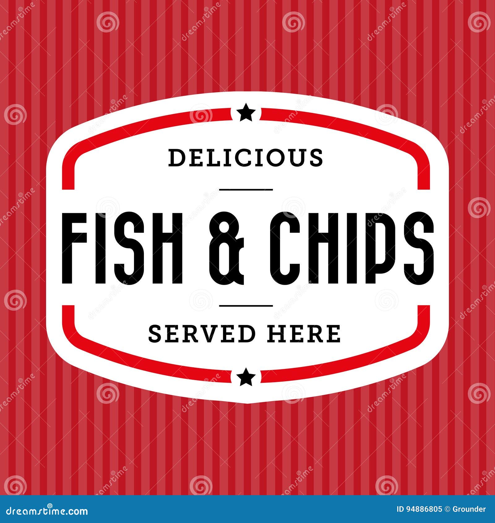 Fish and Chips Vintage Stamp Stock Vector Illustration of isolated