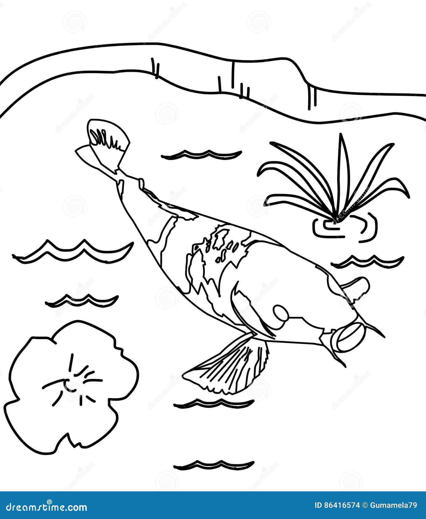Fish coloring page stock illustration. Illustration of characters