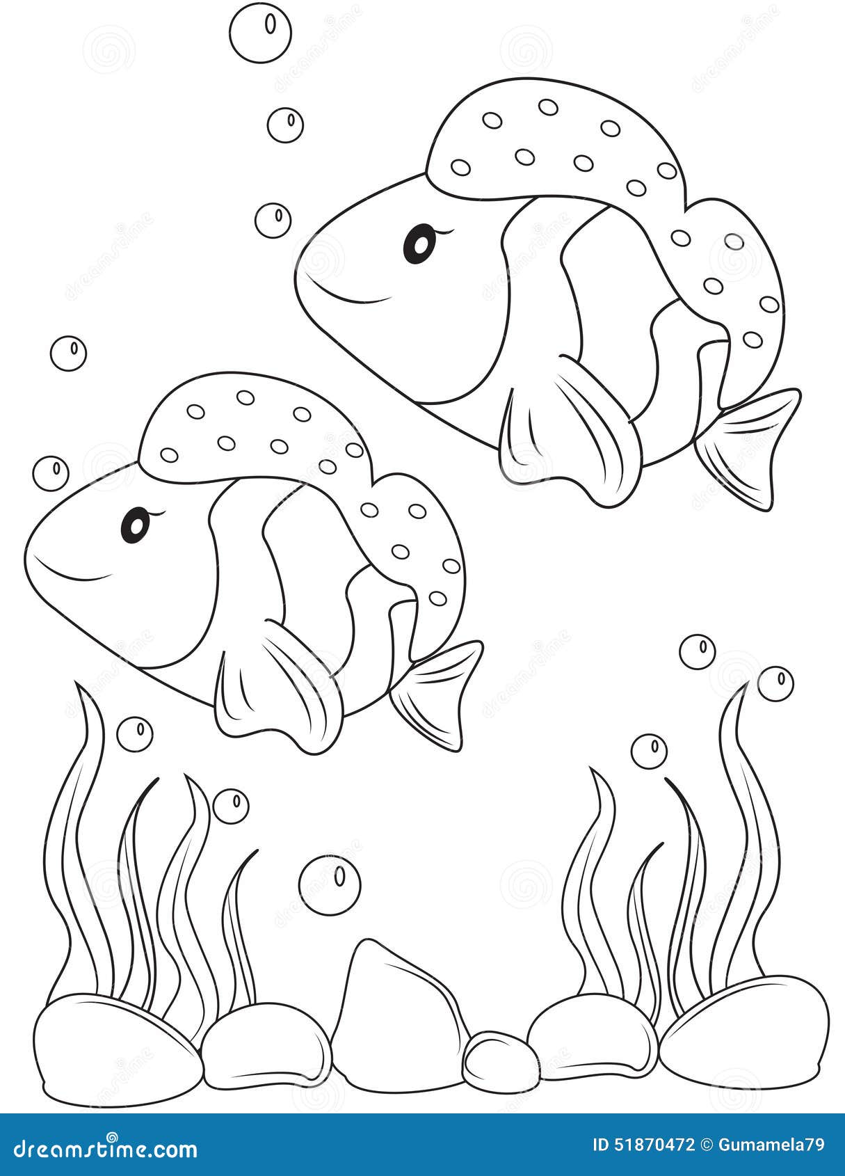 Fish Coloring Page Stock Illustration - Image: 51870472