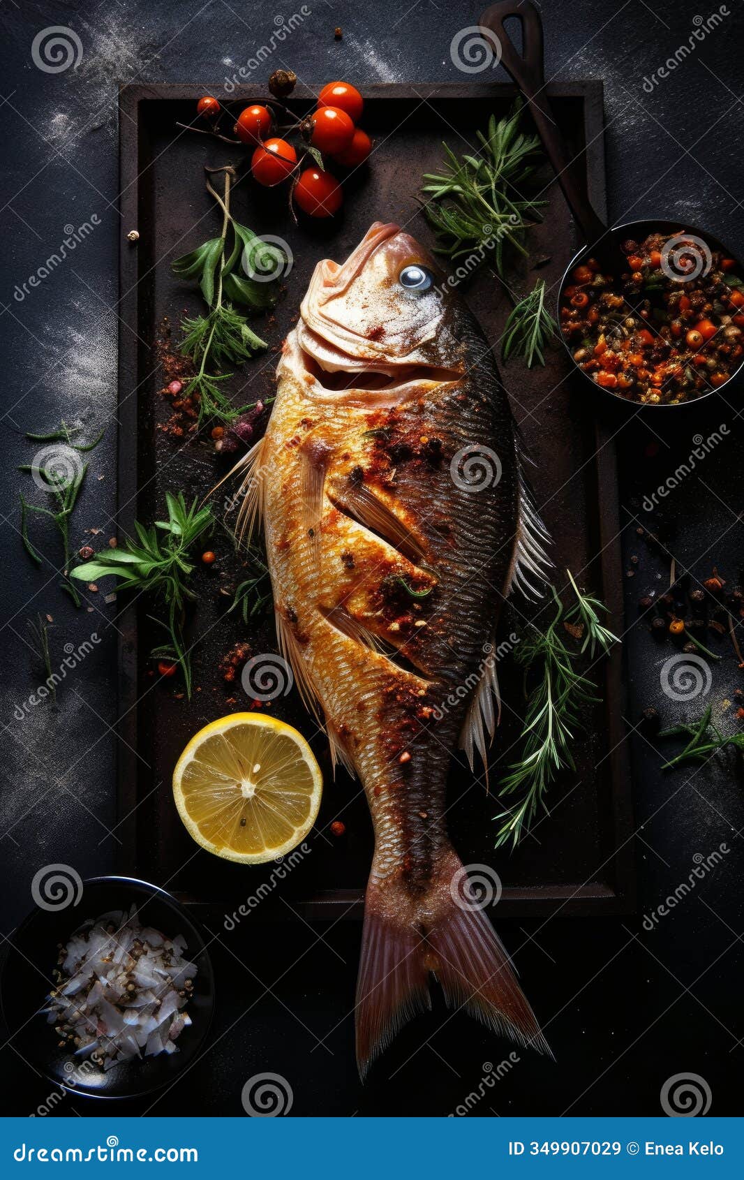 a fish cooked with lots of spices ready to be enjoyed