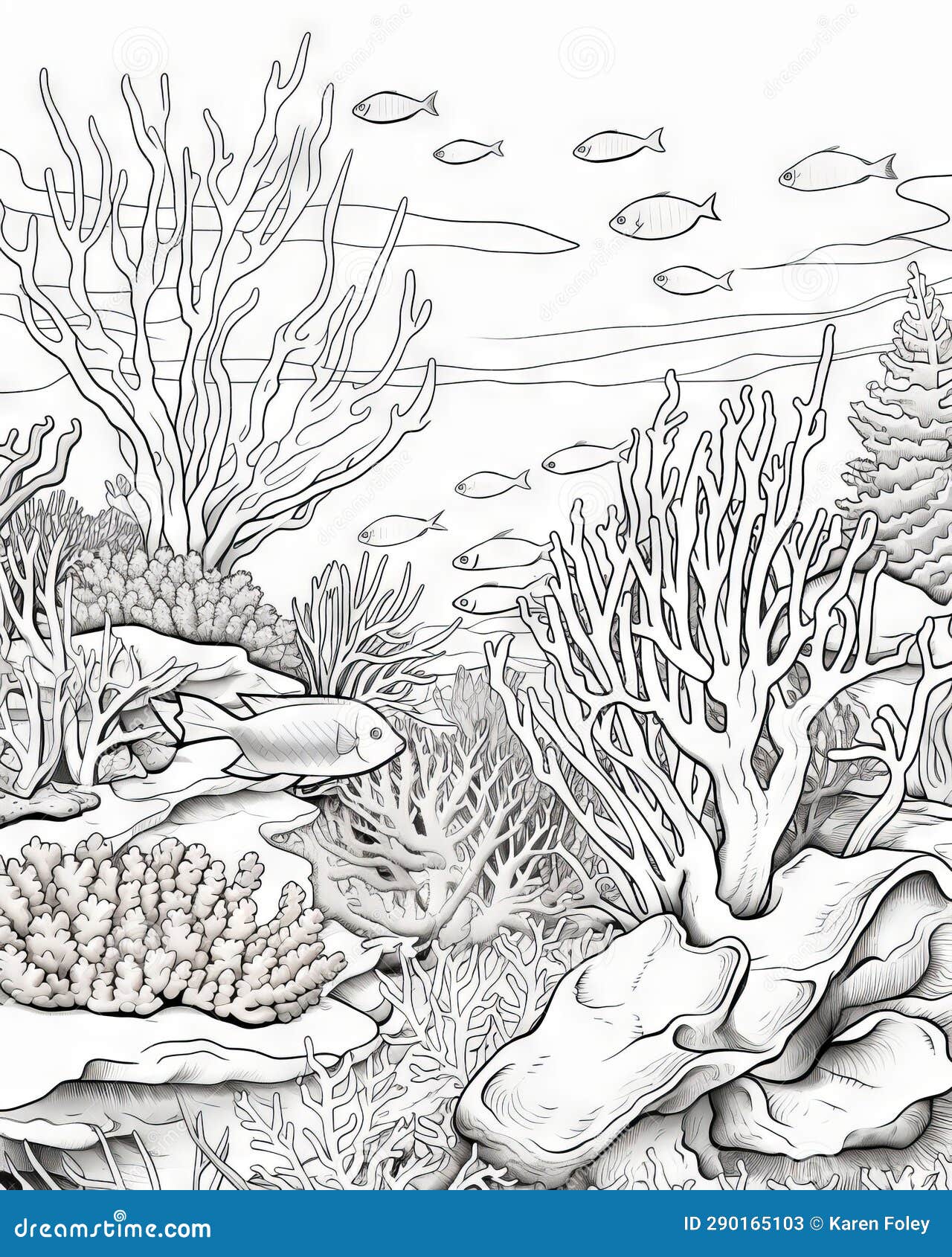 Coral Reef Coloring Book Page Stock Illustration - Illustration of fish