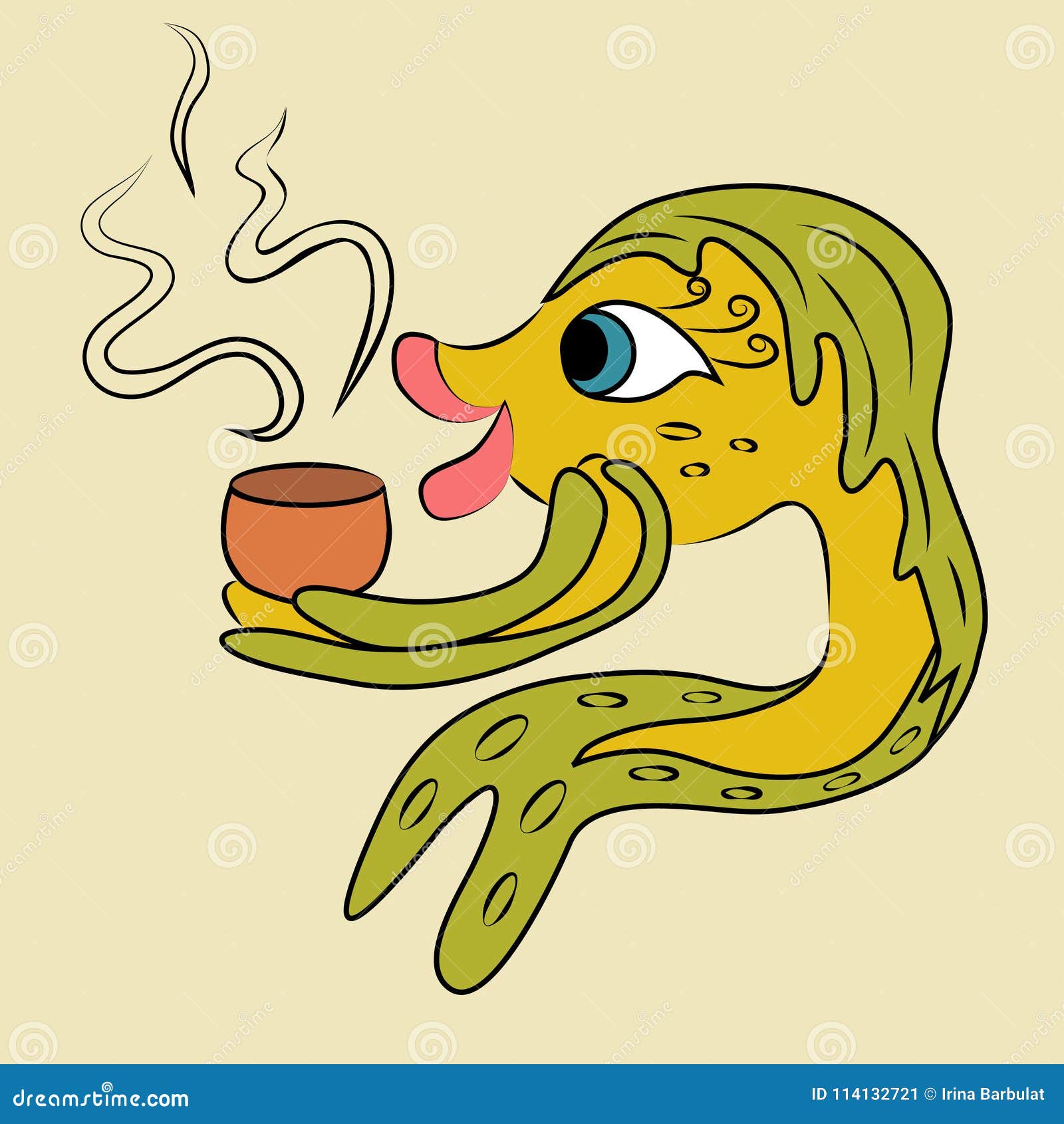 Download Fish With A Cup Of Coffee On Vacation, At Sea Stock Vector ...