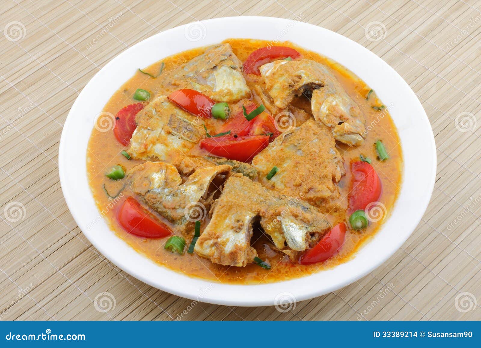 Fish curry with coconut stock photo. Image of gambooge - 33389214