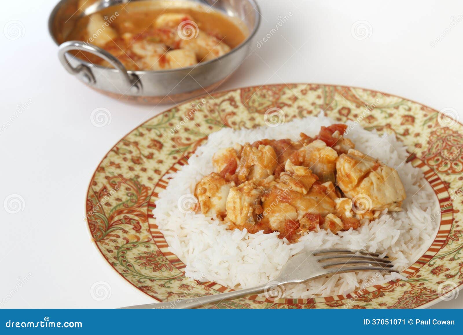 Fish Curry and Serving Bowl Horizontal Stock Image - Image of