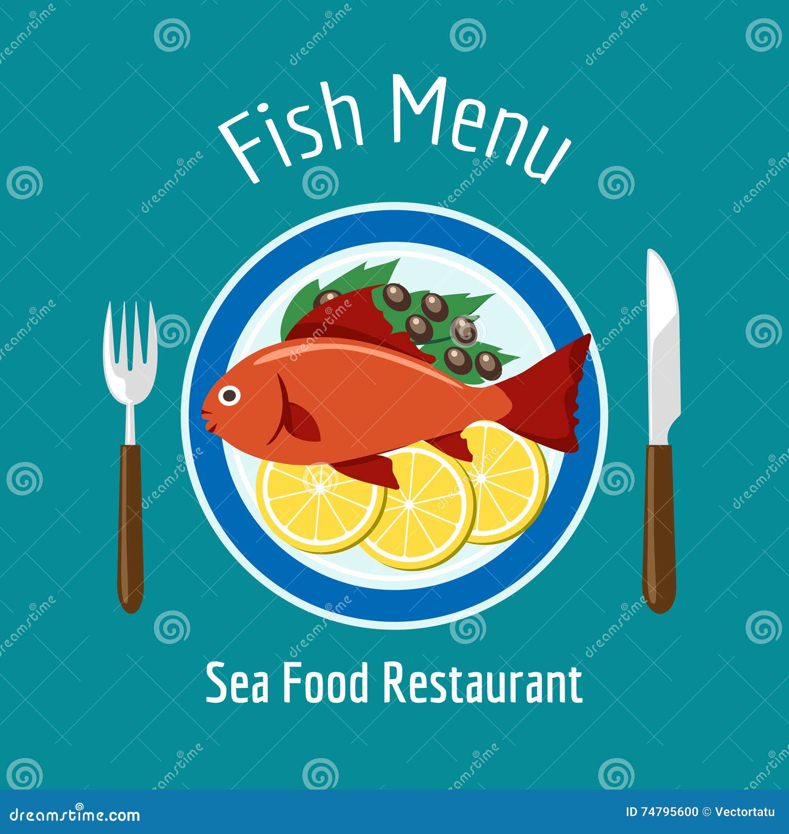 Fish Delicious Dish Healthy Eating Stock Vector - Illustration of ...