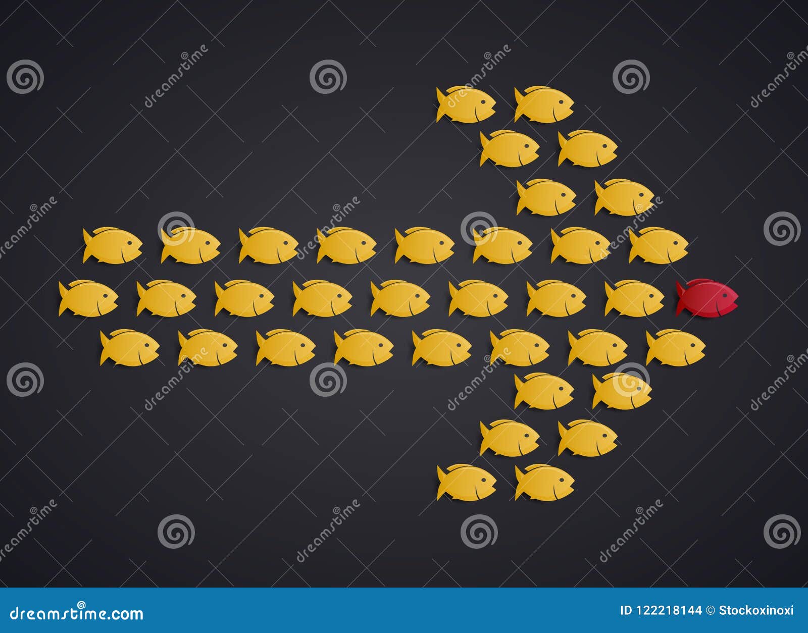 Team Leader Concept - Fish Arrow Formation Stock Vector - Illustration