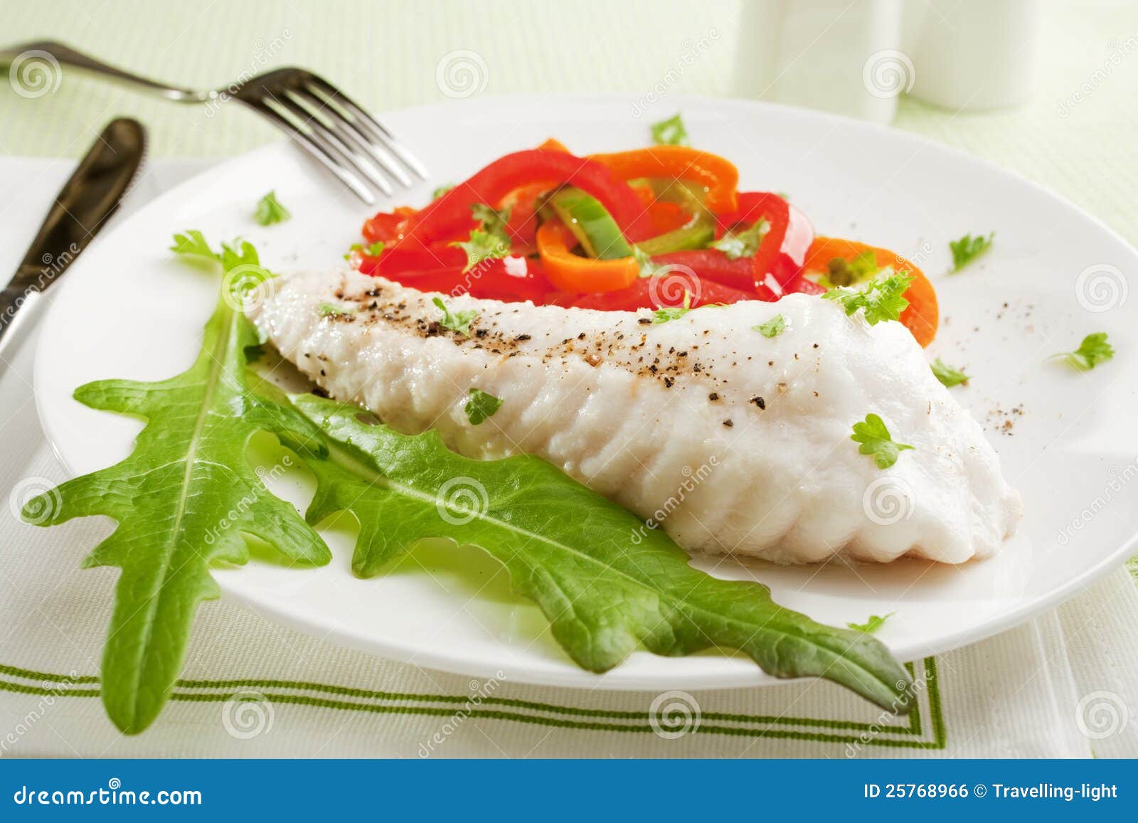 Fish Dinner stock photo. Image of food, lettuce, plate 25768966