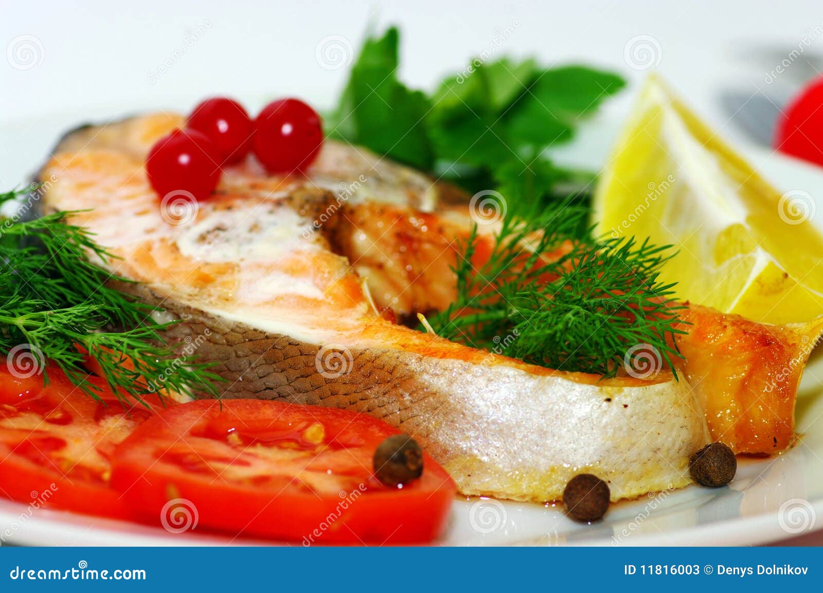 Fish dish stock image. Image of food, greens, fish, dressing 11816003