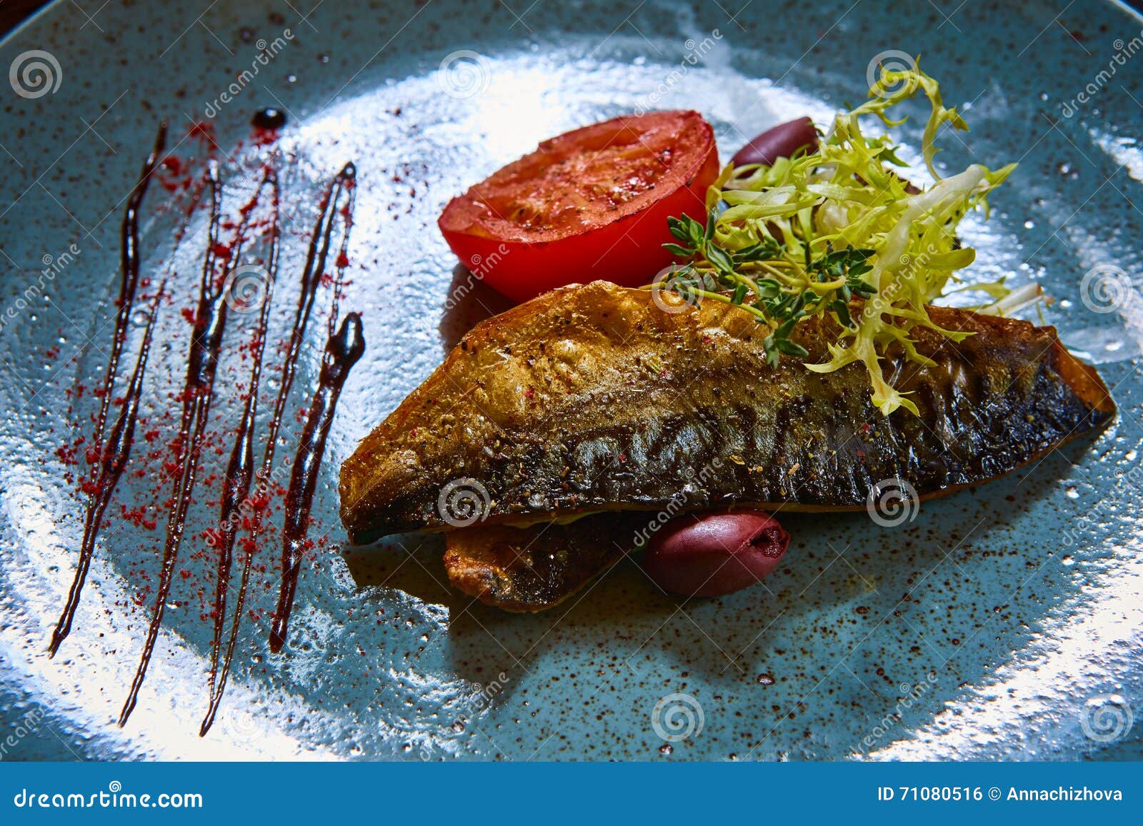 Fish Dish Fried Fish and Vegetables Stock Photo Image of food
