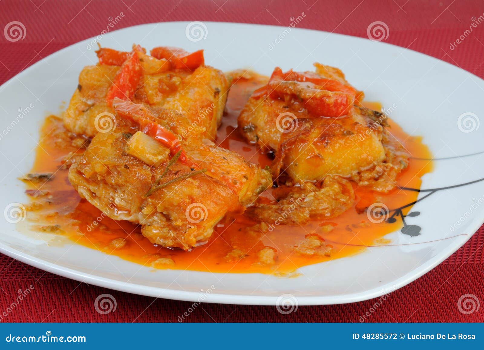 Fish Dish with Onions and Peppers Sauce Stock Photo Image of tasty