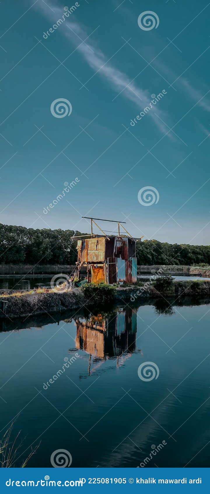 Fish Farm House and Blue Sky Stock Image Image of fish, house 225081905
