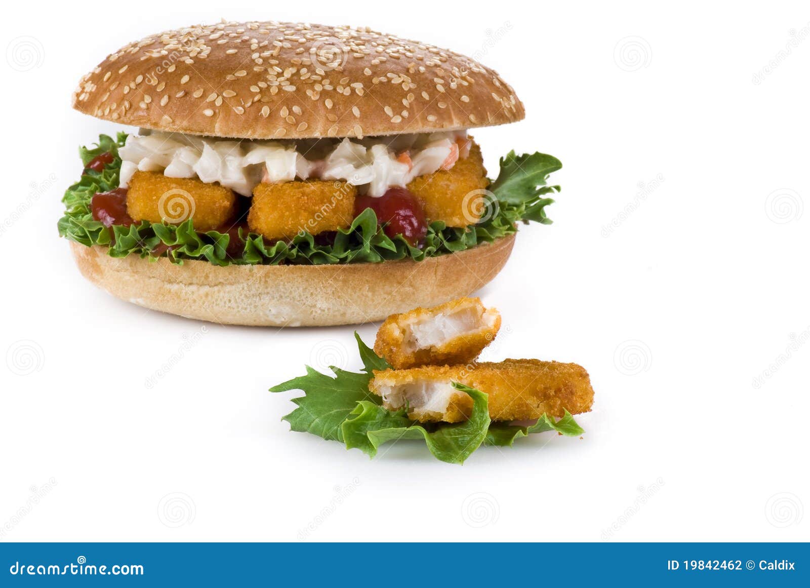 Fish fingers burger stock photo. Image of brown, fast 19842462