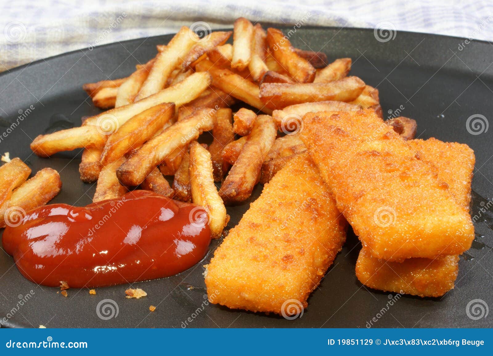 Fish Fingers with Chips on a Pan Stock Image Image of golden, fries