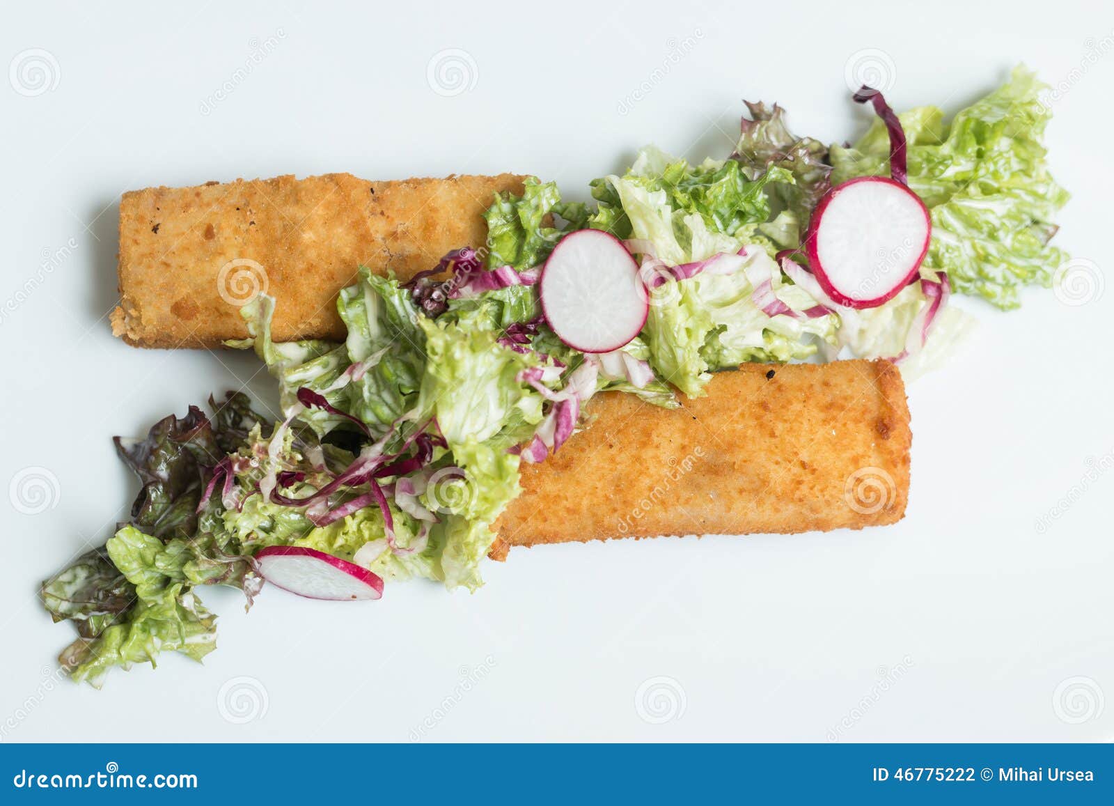 Fish Fingers with Green Lettuce Stock Photo Image of food, fishstick