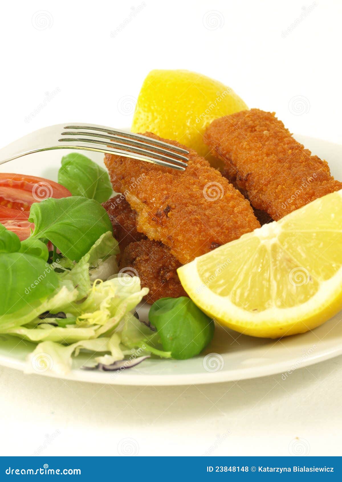 Fish Fingers and Vegetables, Stock Photo Image of decorated, dinner 23848148