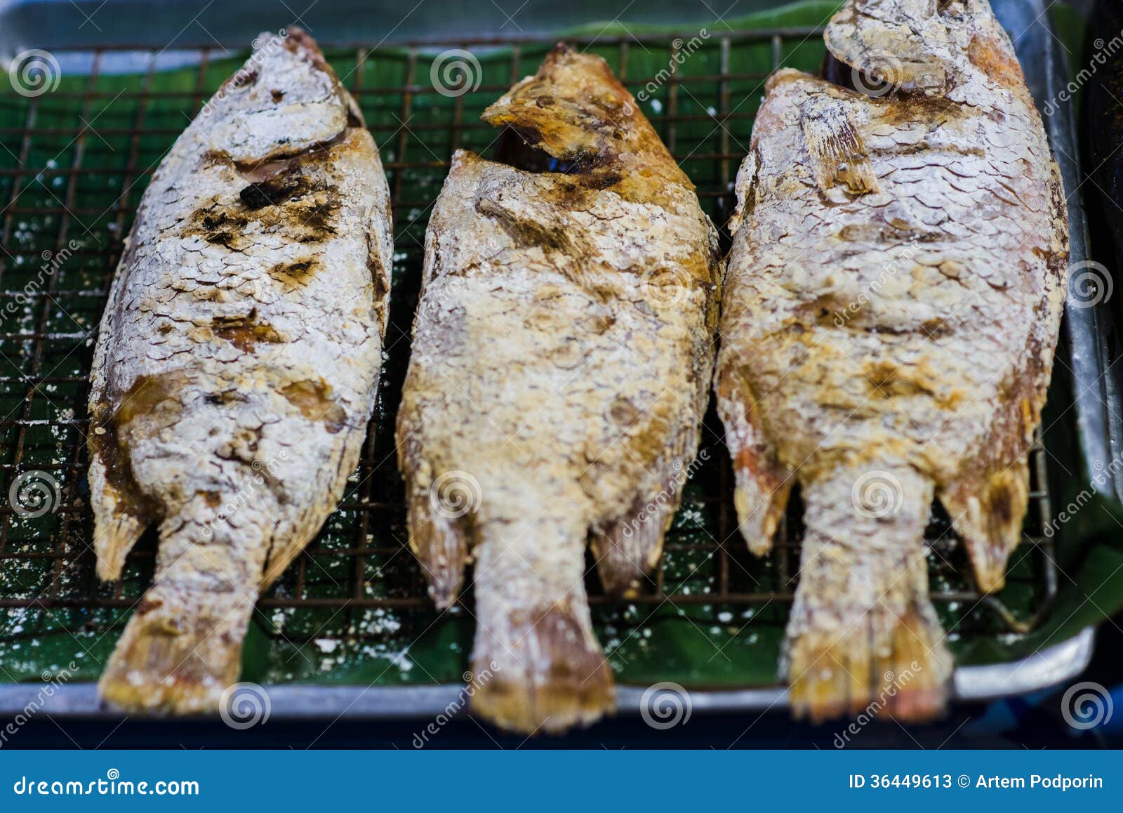 Fish in flour. Barbecue stock image. Image of chinese 36449613