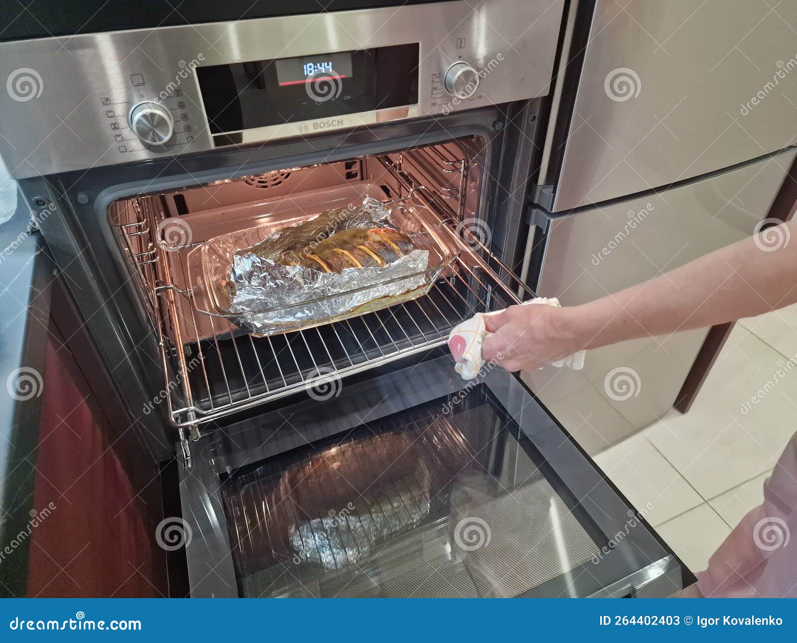 Fish in Foil Baked in the Oven, Food. Stock Image Image of classical