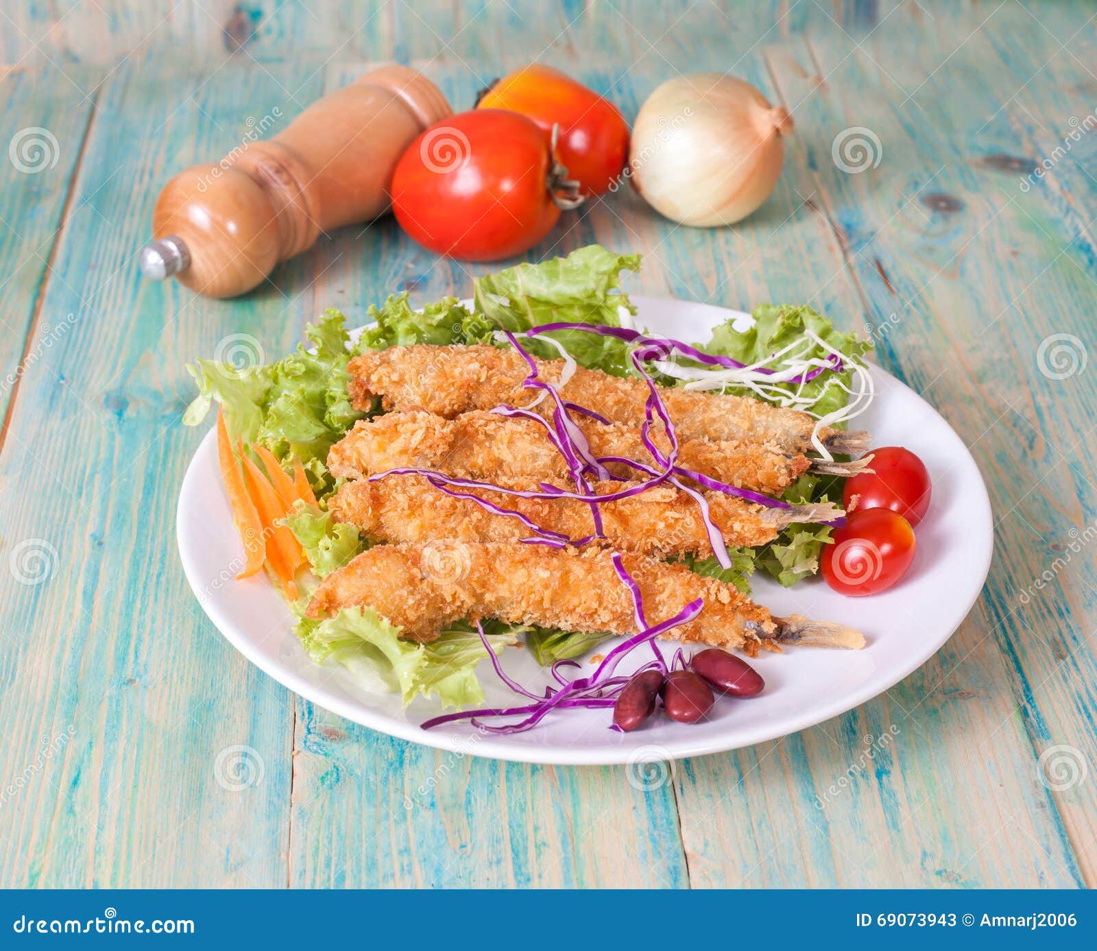 Fish fry in plate on wood stock image. Image of fish 69073943